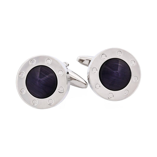 Black Round Cat's Eye Cufflinks