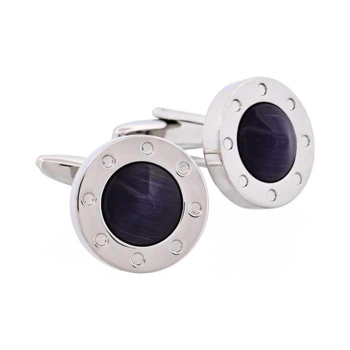 Black Round Cat's Eye Cufflinks