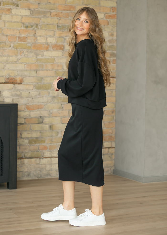 Black Soft Long Sleeve Pullover FF Tops
