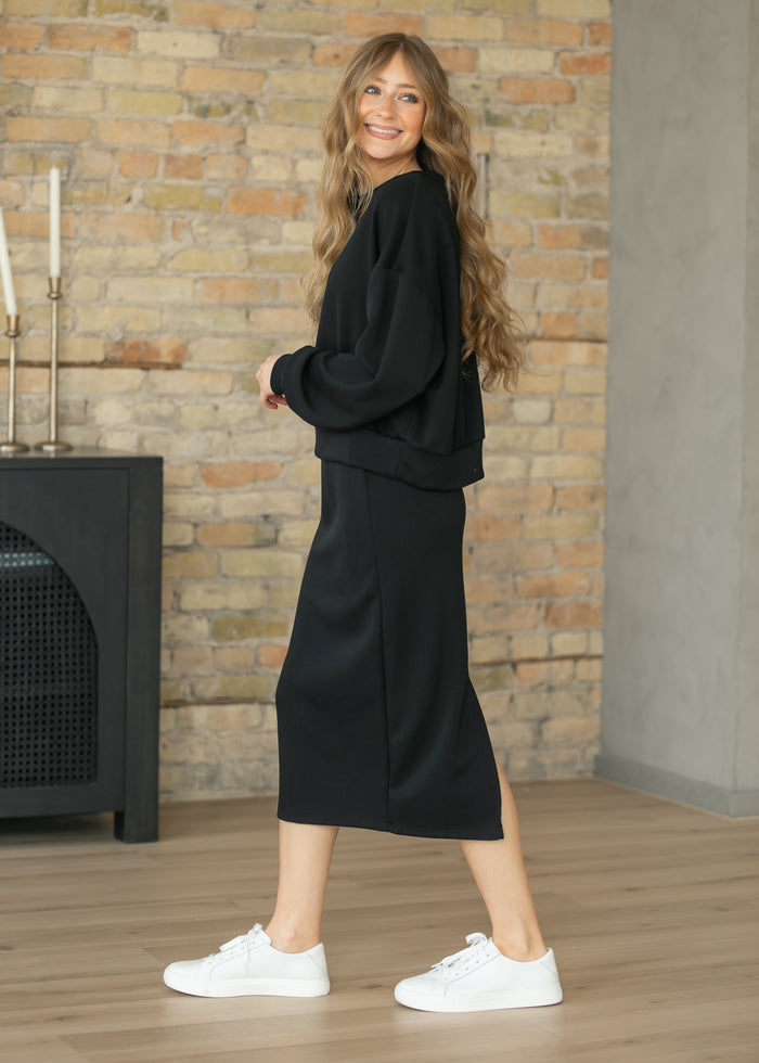 Black Soft Long Sleeve Pullover FF Tops