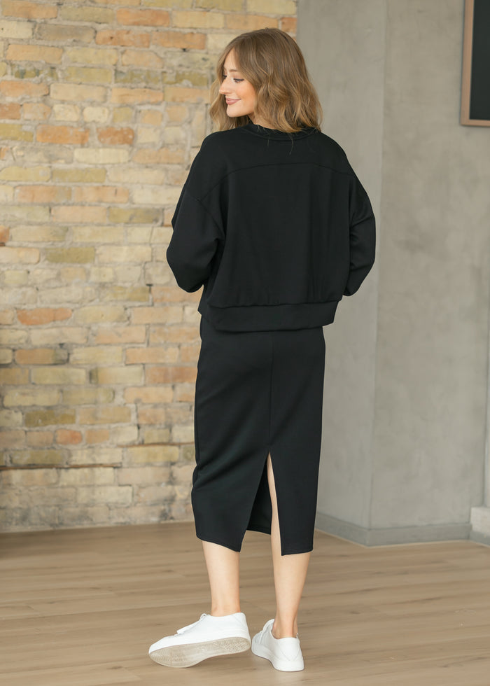 Black Soft Long Sleeve Pullover FF Tops