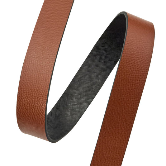 Black & Tan Saffiano reversible Leather Belt - Strap only