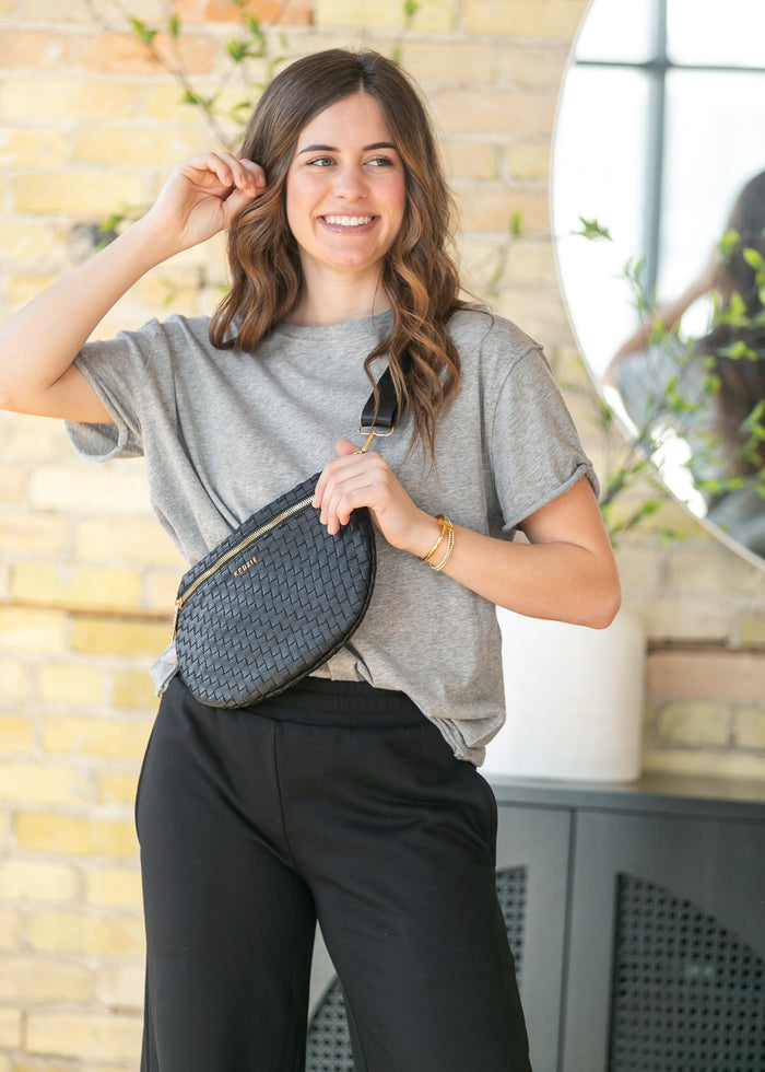 Black Terrace Woven Crossbody Bag Accessory