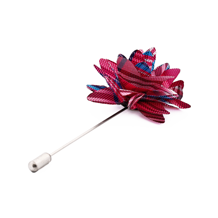 Blue Burgundy Flower Lapel Pin
