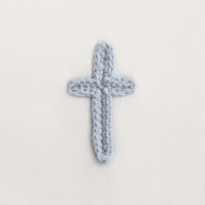 Blue Crochet Cross Bib