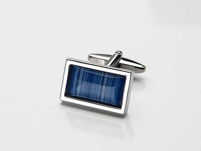 Blue Enamel Barcode Patterned Cufflinks