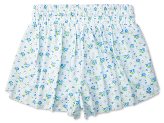 Blue Floral Butterfly Shorts (Youth Small (6-8))