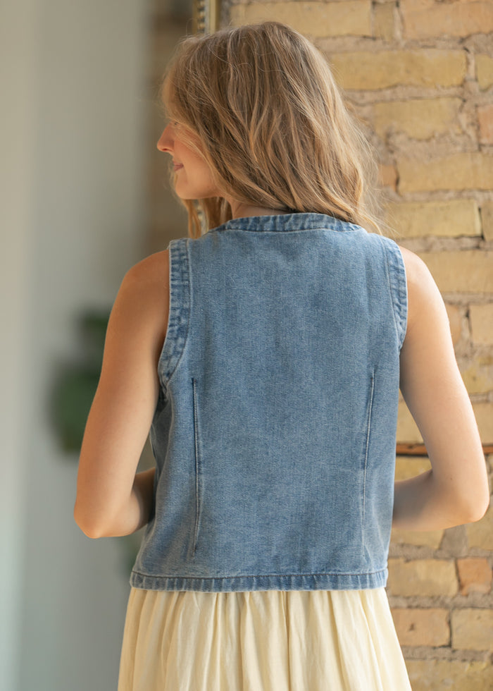 Blue Haze Tailored Denim Vest FF Layering Essentials