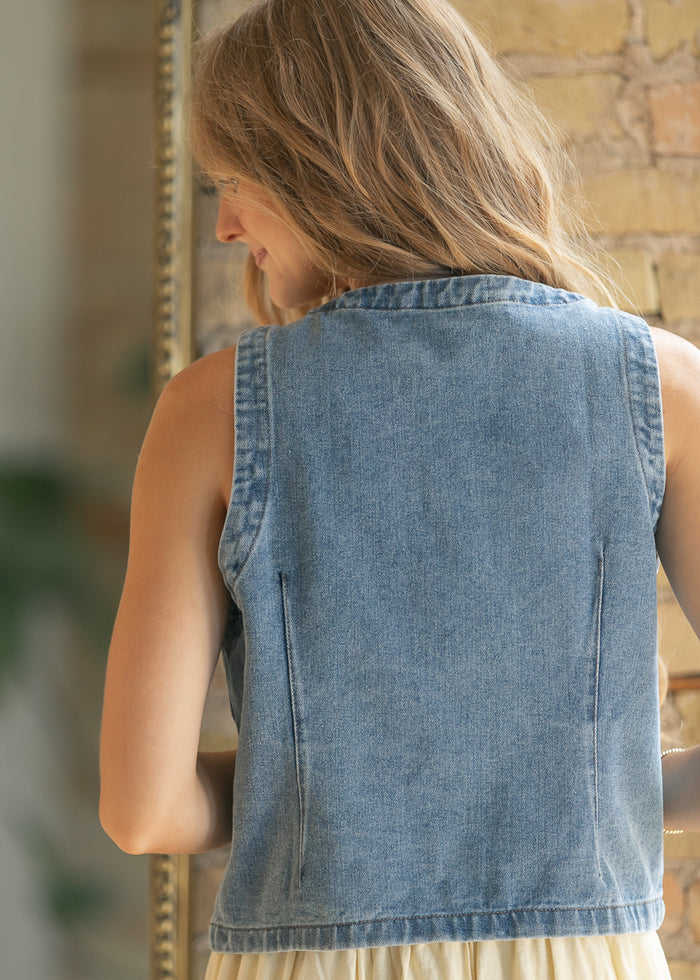 Blue Haze Tailored Denim Vest FF Layering Essentials