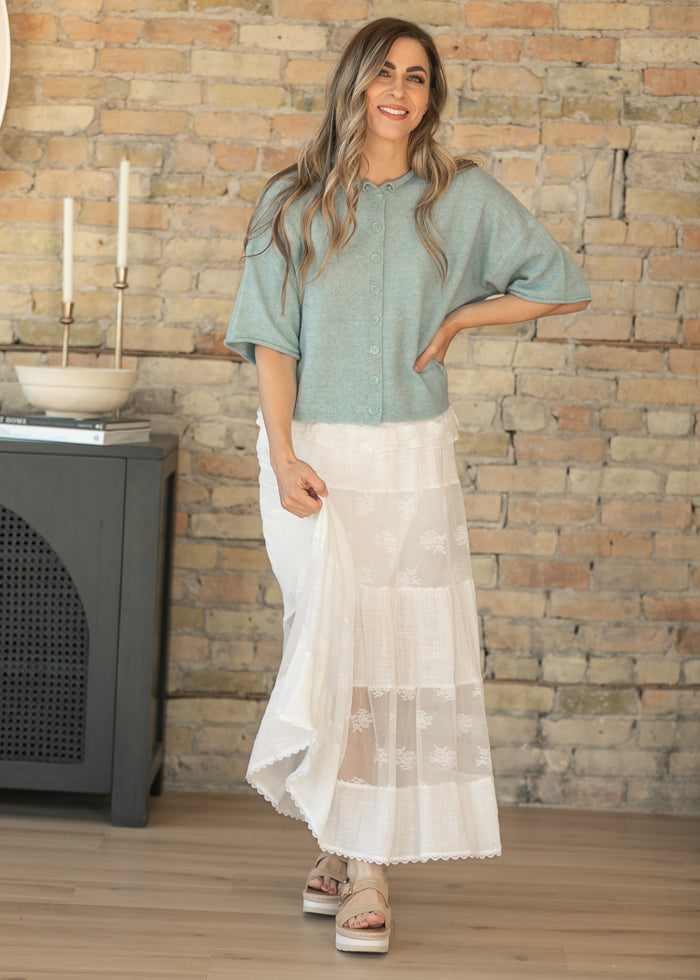 Blue Lightweight Short Sleeve Cardigan FF Layering Essentials