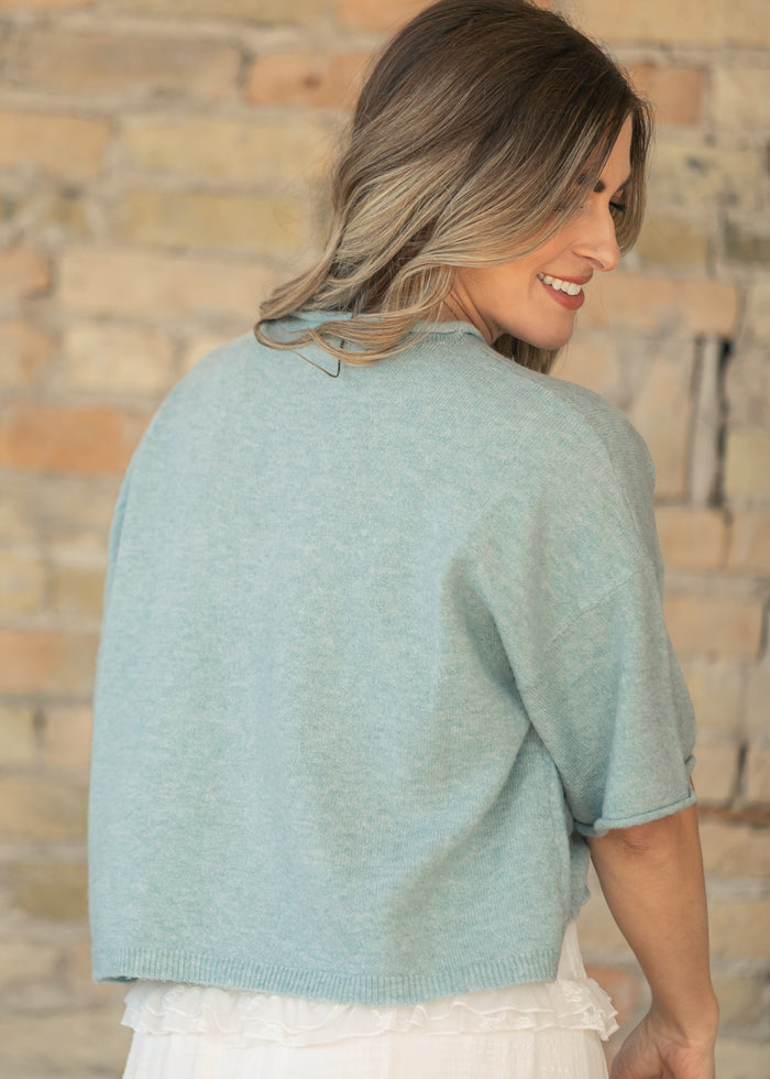 Blue Lightweight Short Sleeve Cardigan FF Layering Essentials