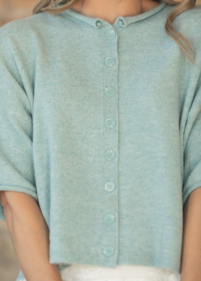 Blue Lightweight Short Sleeve Cardigan FF Layering Essentials