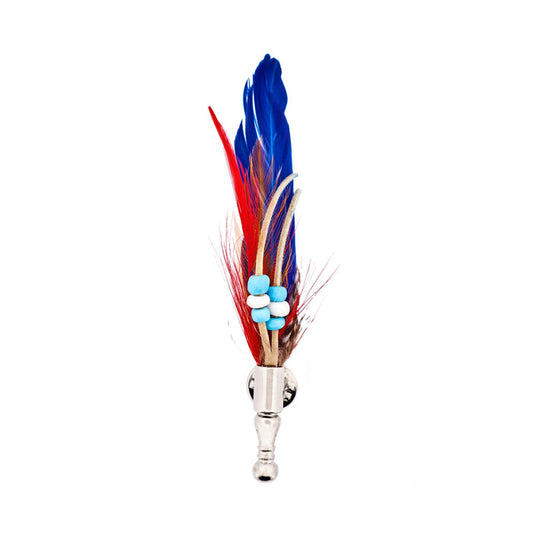 Blue Orange Red Feather Lapel