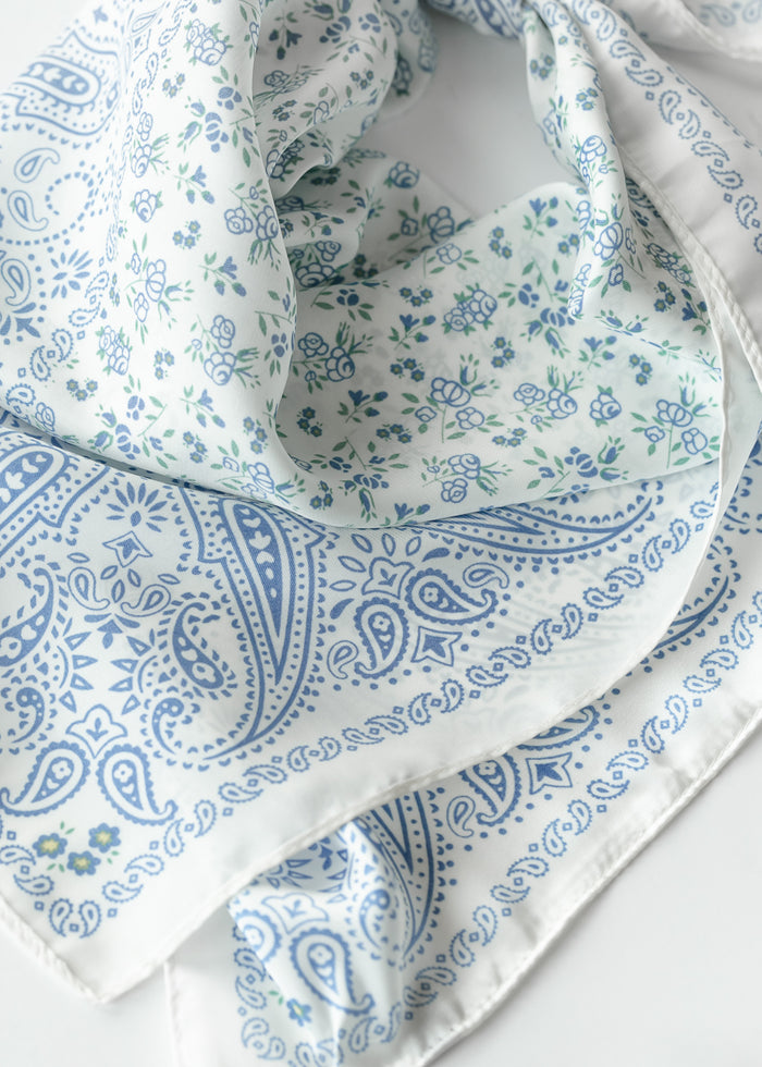 Blue Paisley Floral Bandana Accessory