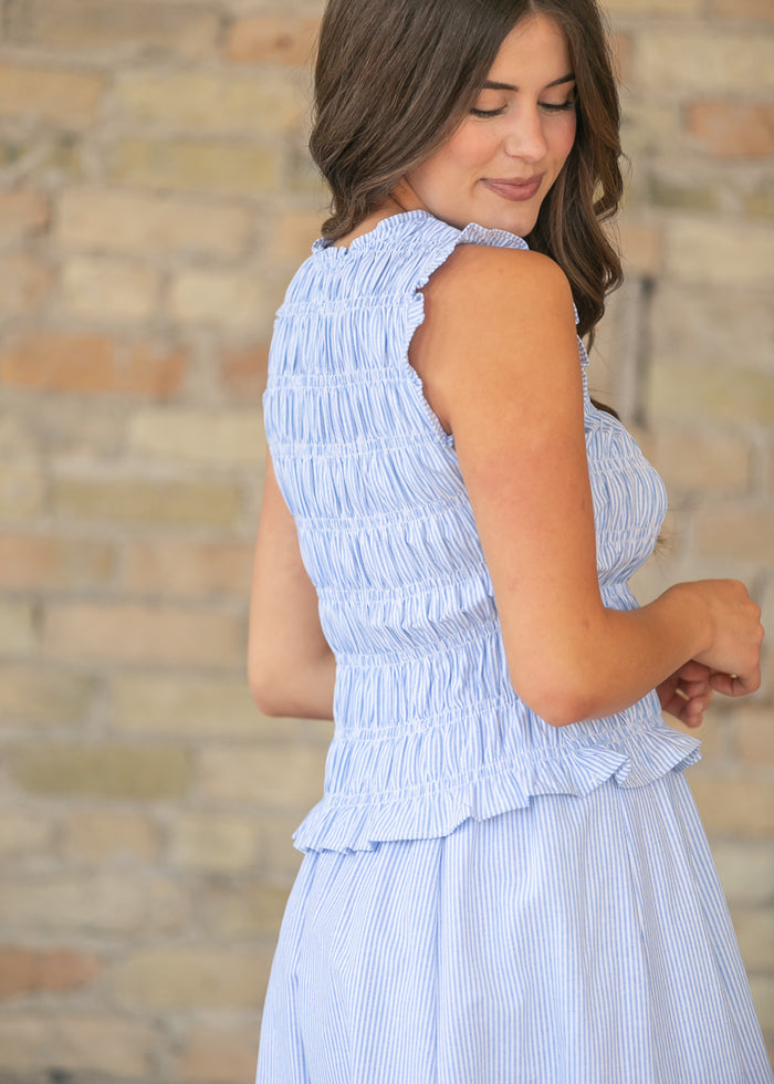 Blue Stripe Top & Skirt Set FF Tops