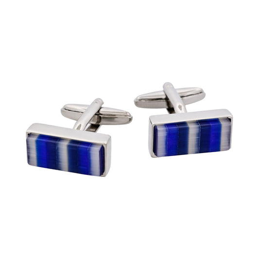 Blue Striped Cat's Eye Cufflinks