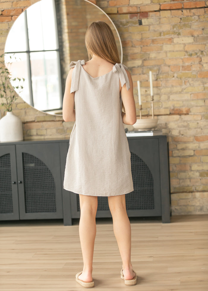 Boat Neck Tie Shoulder Midi Dress FF Dresses