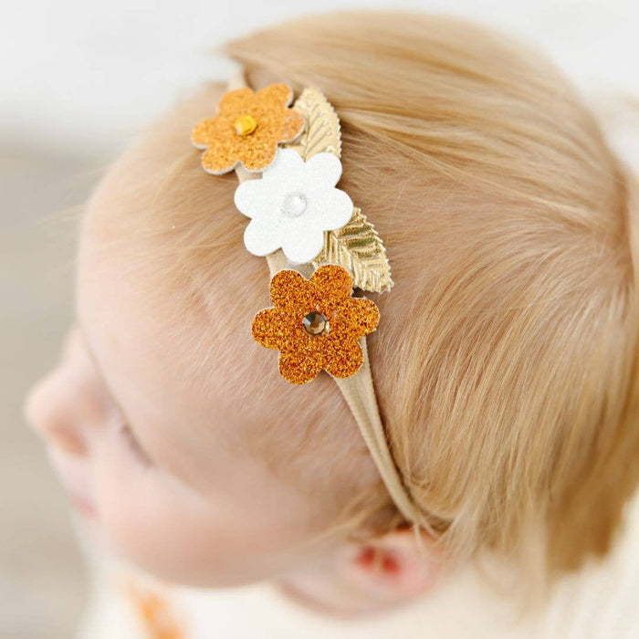 Boho Floral Glitter Baby Headband - Fall Baby Headbands