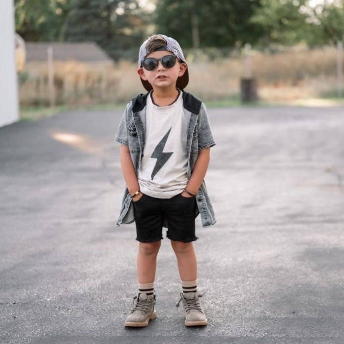 Boys Clothes Greige Acid Wash Spark Tee - USA Made