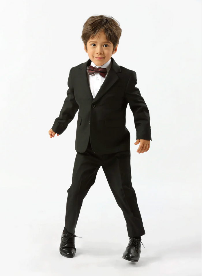 ### James Fine Twill Boys Suit

A timeless choice for weddings, school formals and special occasions, the James Fine Twill Jacket offers a smart, tailored look for young gentlemen. Crafted from a smooth fine-twill fabric, it is available in classic Navy and Black.

Pair it with the matching James Fine Twill Trouser for a polished two-piece suit, or add the coordinating vest for a complete three-piece look. Easy to style with a crisp shirt, tie or bow tie for any formal event.