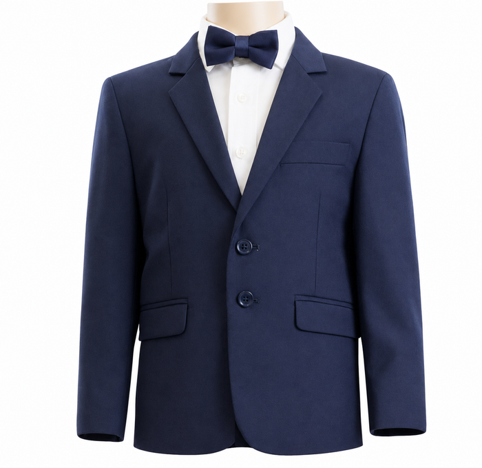 ### James Fine Twill Boys Jacket

A timeless choice for weddings, school formals and special occasions, the James Fine Twill Jacket offers a smart, tailored look for young gentlemen. Crafted from a smooth fine-twill fabric, it is available in classic Navy and Black.

Pair it with the matching James Fine Twill Trouser for a polished two-piece suit, or add the coordinating vest for a complete three-piece look. Easy to style with a crisp shirt, tie or bow tie for any formal event.