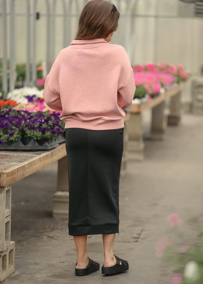 Bradi Black Side Zipper Athletic Maxi Skirt IC Skirts