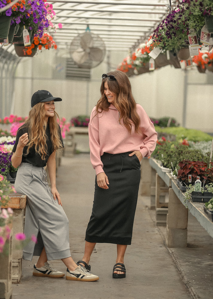 Bradi Black Side Zipper Athletic Maxi Skirt IC Skirts