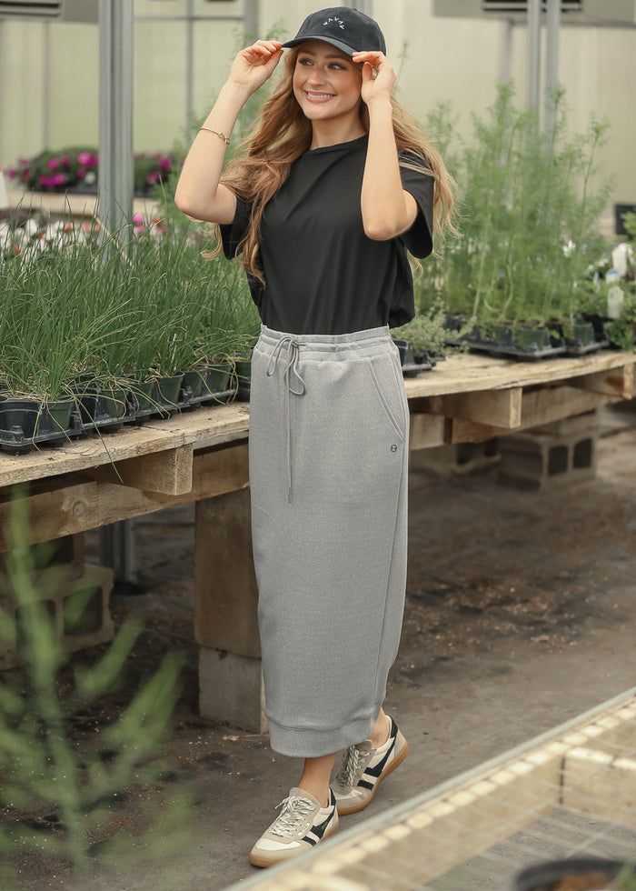 Bradi Side Zipper Athletic Maxi Skirt IC Skirts Gray