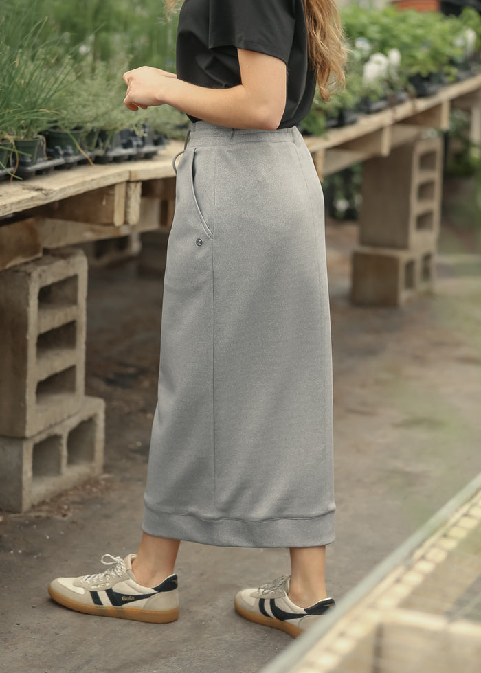 Bradi Gray Side Zipper Athletic Maxi Skirt IC Skirts