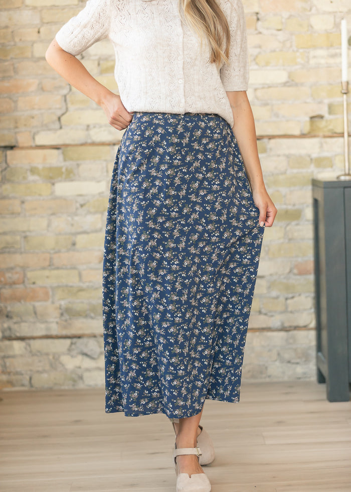 Braylyn Navy Floral Midi Skirt IC Skirts XS