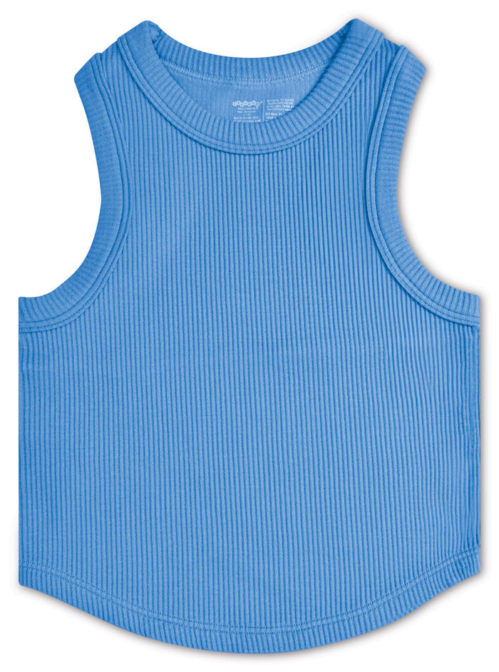 BRIGHT BLUE CROPPED RIBBED RACERBACK TANK TOP (MED/LG)