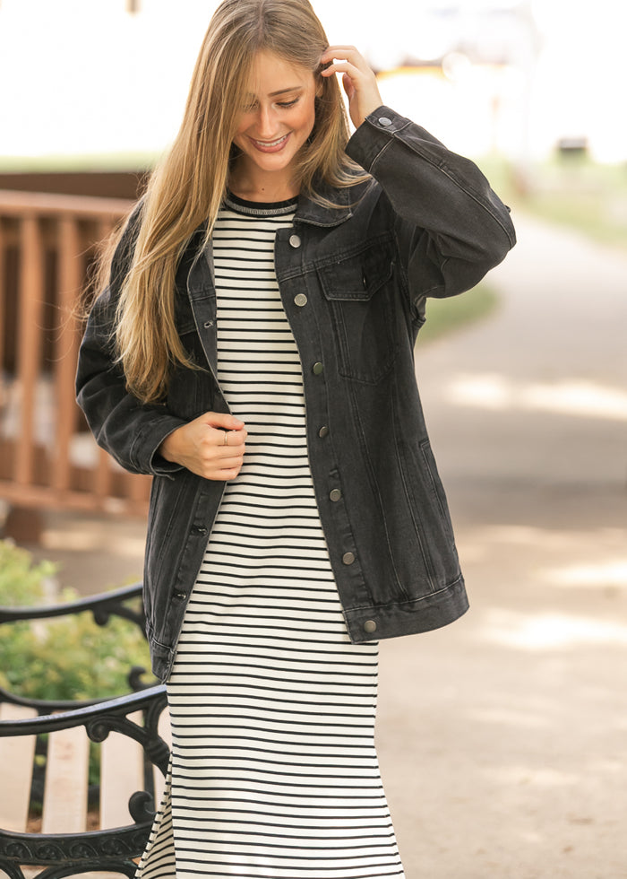 Brinx Black Oversized Denim Jacket IC Layering Essentials