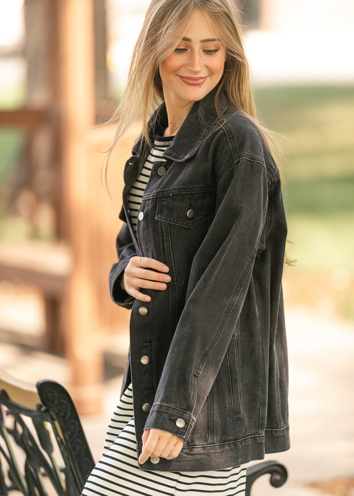 Brinx Black Oversized Denim Jacket IC Layering Essentials