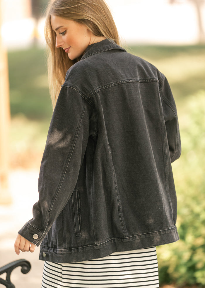 Brinx Black Oversized Denim Jacket IC Layering Essentials