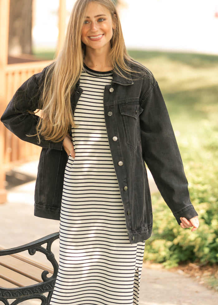 Brinx Black Oversized Denim Jacket IC Layering Essentials
