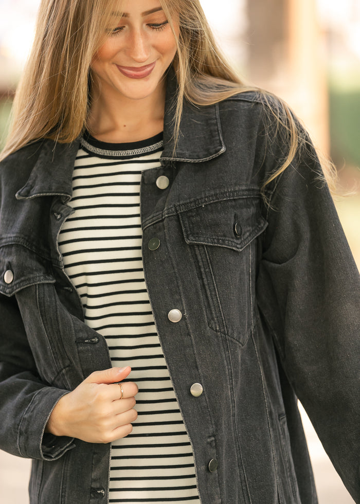 Brinx Black Oversized Denim Jacket IC Layering Essentials