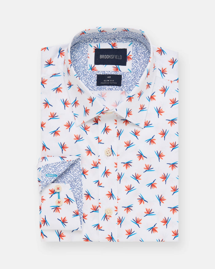Brooksfield Orange Stretch Slim Fit Business Shirt | BFC2592