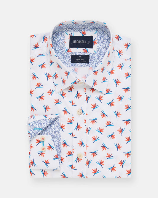 Brooksfield Orange Stretch Slim Fit Business Shirt | BFC2592