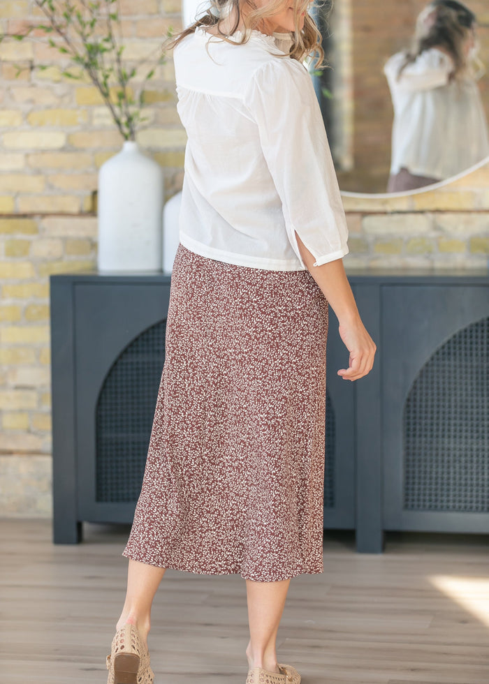Brown June Floral Print Maxi Skirt FF Skirts
