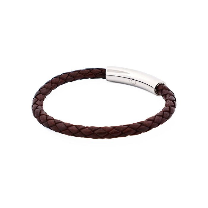 Brown Leather Platted Bracelet