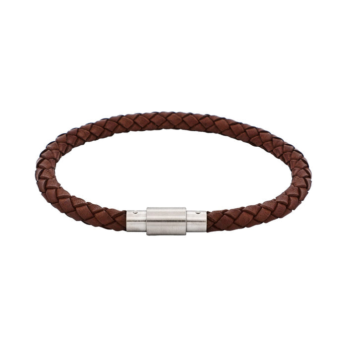 Brown Leather/Stainless Steel Bracelet
