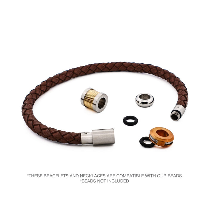 Brown Leather/Stainless Steel Bracelet