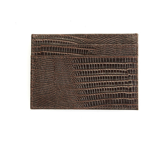 Brown Lizard Leather Credit Card Case