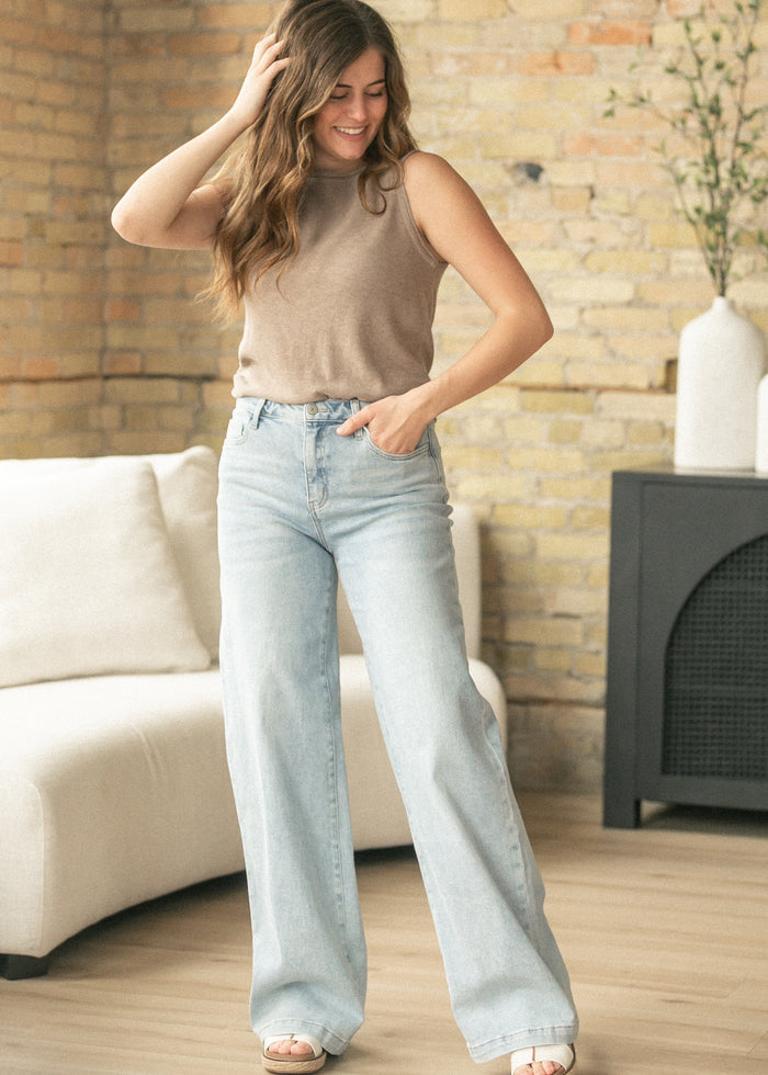 Brown Sleeveless Knit Top FF Tops
