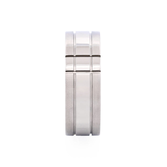 Brushed and Polished Stainless Steel Ring