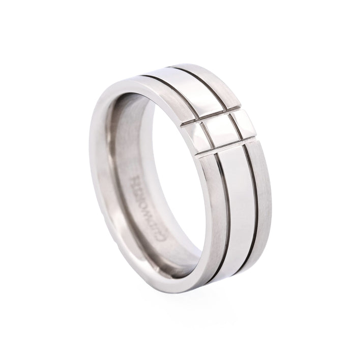 Brushed and Polished Stainless Steel Ring