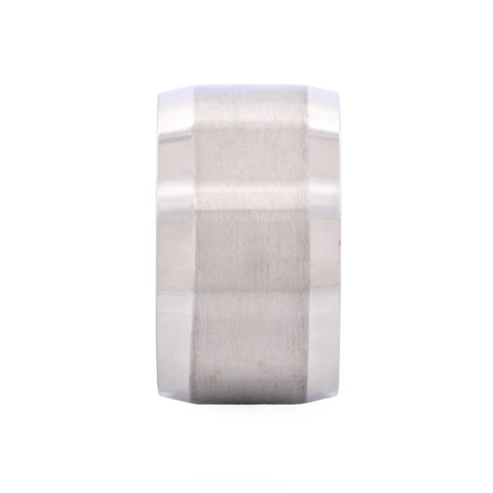 Brushed centre & Polished sides wide Stainless Steel Ring