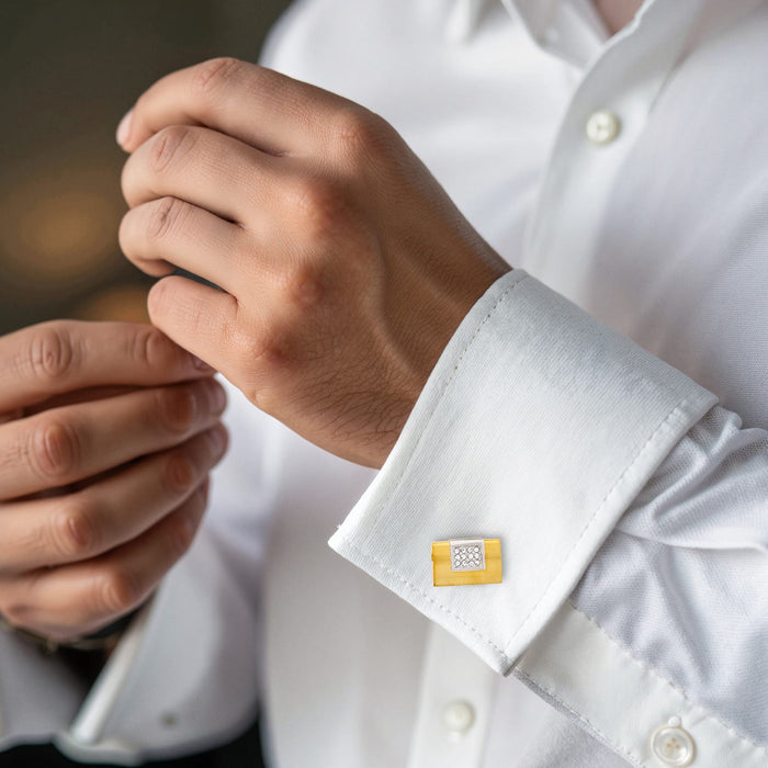 Brushed Gold Plated & Crystal Cufflinks