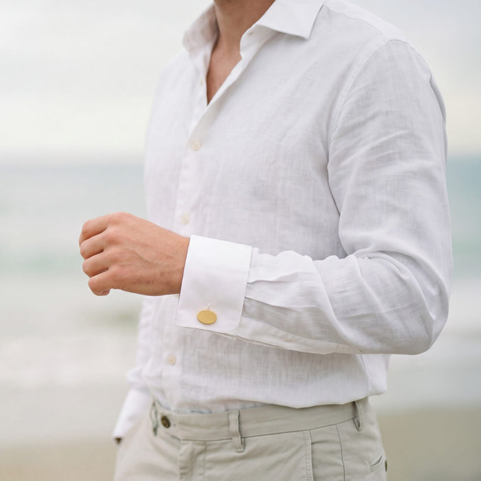 Brushed Gold Plated Oval Cufflinks
