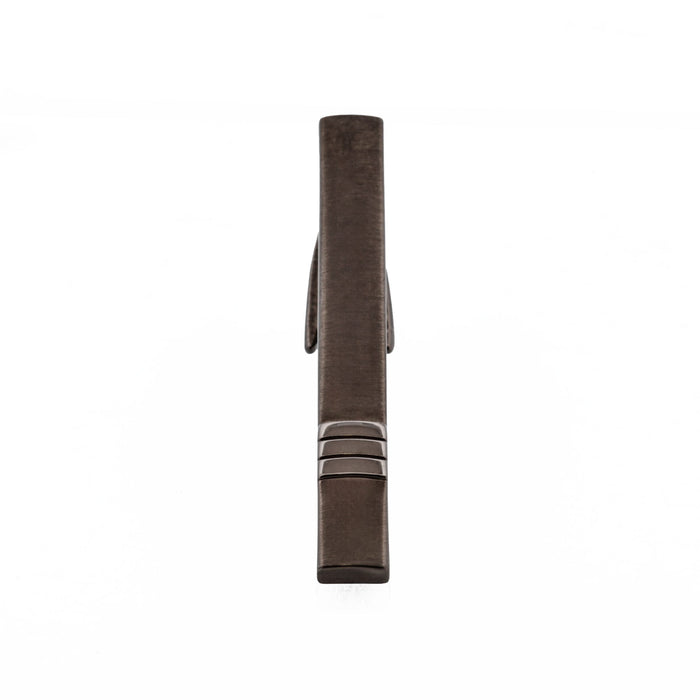 Brushed Gun Metal with three strips Tie Clip 51mm